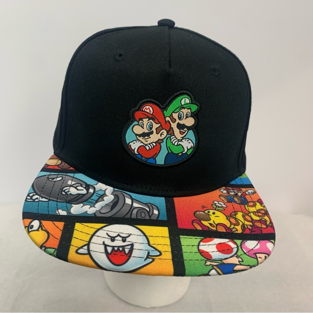 Super Mario Bros TM & 2022 Nintendo Colorful Snapback Flat Bill Cap OSFM Hat